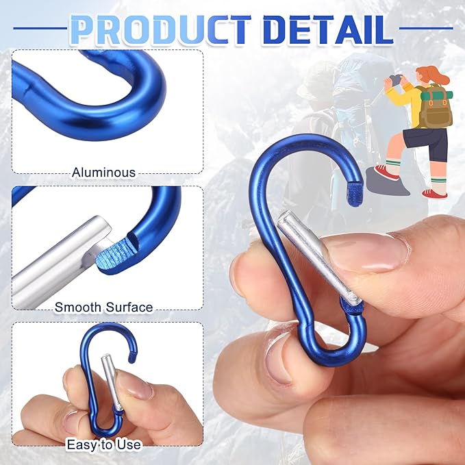 300 Pcs 2" Carabiner Bulk Spring Snap Hooks Bulk Aluminum Alloy Clip Keychain for Hanging Camping Hiking Traveling Fishing Outdoor Activities