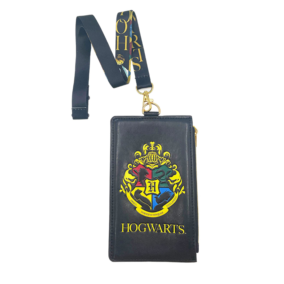 Harry Potter Hogwarts Lanyard with Passport Holder, Clear ID Card Slot, Coin Zipper Pouch and Detachable Neck Strap, Summer Vacation 2022 Travel Accessories, 7 inches