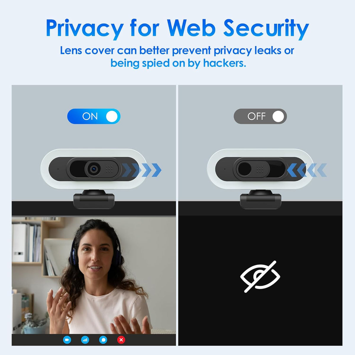 saylas 2K 2K@60FPS 65 Webcam with Lights, HD Webcam for PC, Web cam with Microphone, FOV, Autofocus, Noise