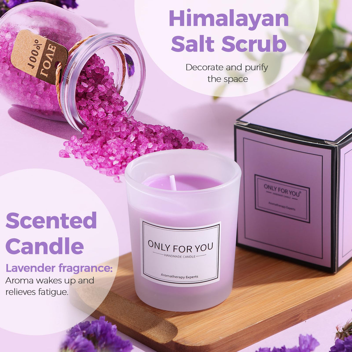 MEINESQIS Birthday Gifts for Women Gift Basket, Lavender Spa Gift Set with Cozy Flannel Blanket, Self Care Care Package Gift Box for Her, Mom, Wife, Sister, Best Friend, Girlfriend (Purple)