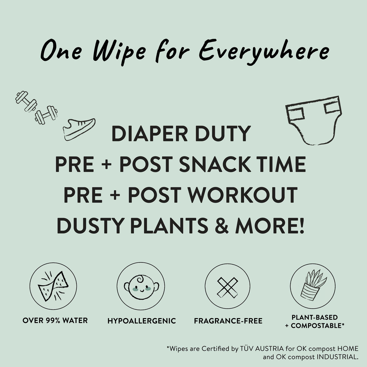 The Honest Company Babe's Clean Bum Gift Set, Diapering and Newborn Essentials 99% Water Wipes 60 ct Diaper Rash Cream 2.5 oz Conscious Diapers Size 1