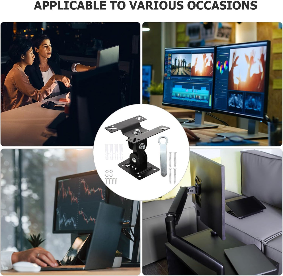 Vaguelly 360-degree 14-27 Inch Wall Mount Tv Stand and Monitor Mount Swivel Bracket Rotation Metal Shaft Compatible