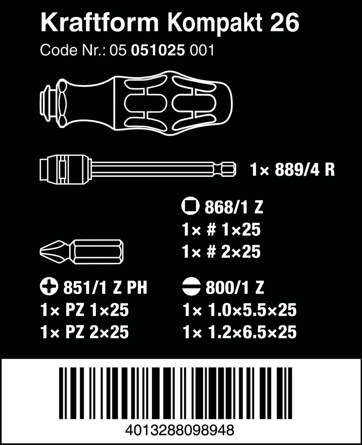 Wera KK 26 7-In-1 Bitholding Screwdriver - Removable Bayonet Blade for Versatile Use