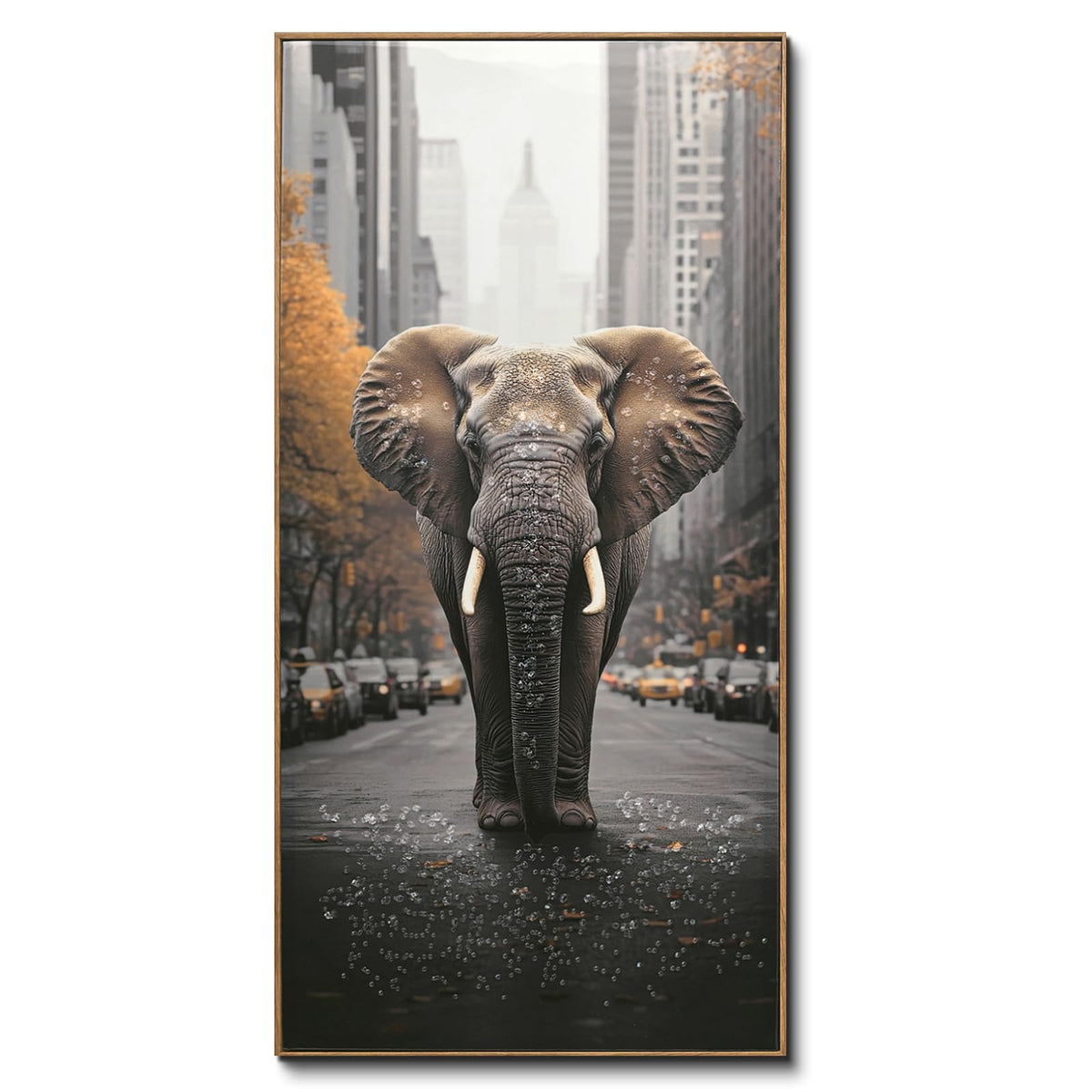 DRLWGTY Abstract Elephant Wall Art,Large Wildlife Paintings Decor with Handmade Crystal Details,Unique Animal Artwork for Living Room Bedroom Office,Ready to hang