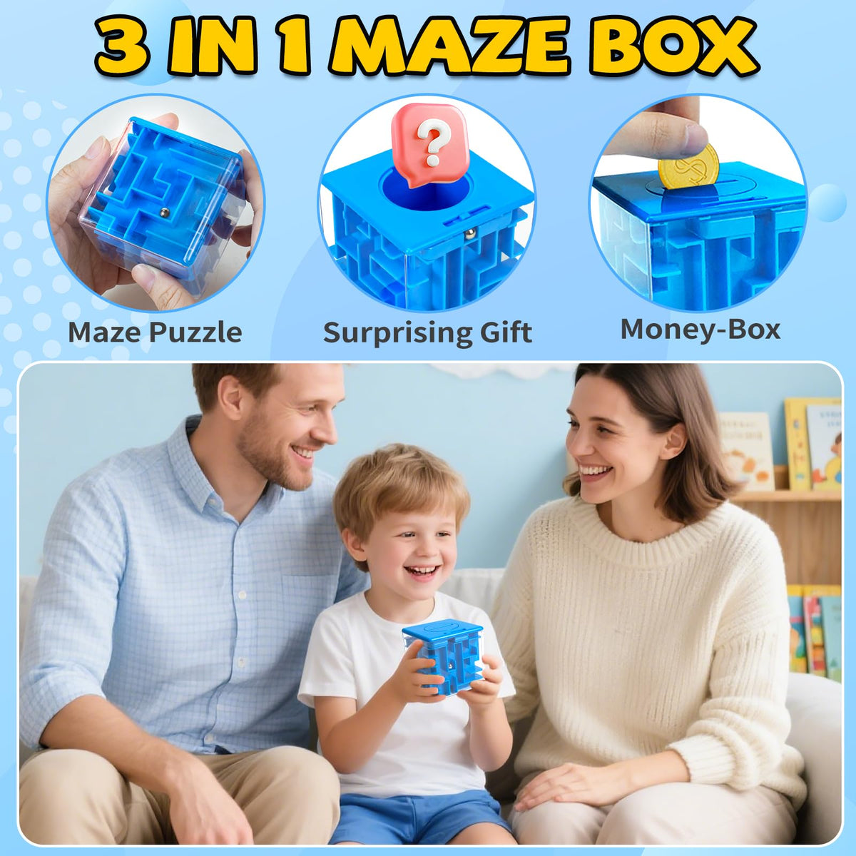 6 Pack Money Maze Puzzle Gift Box, 3D Puzzle Boxes Toy for Money Gift - Maze Magic Cube Toy Brain Teasers for Kids Adults Birthday Party Favors Easter Basket Fillers