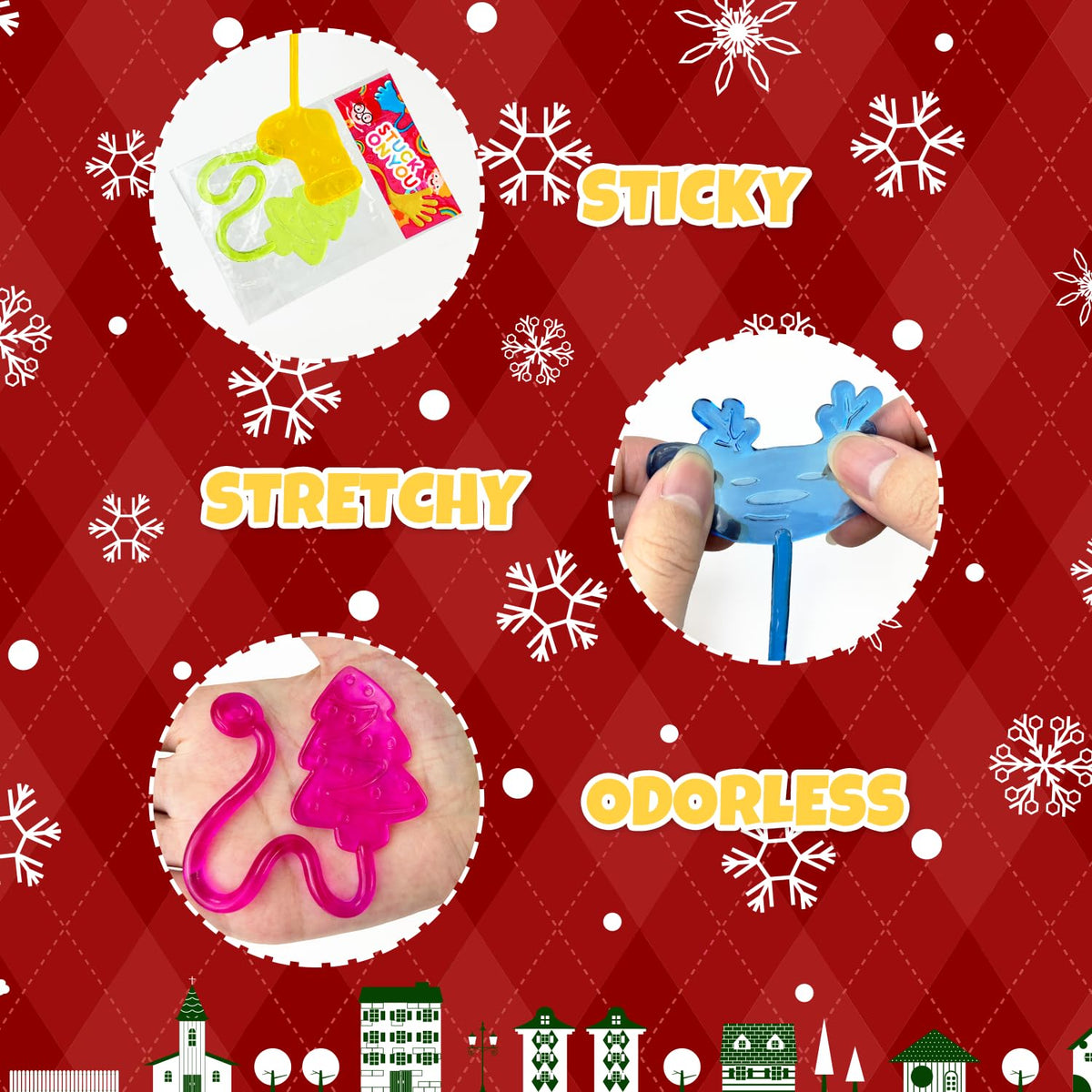 Christmas Goodie Bag Stocking Stuffers for Toddlers 30-100 PCS, Xmas Sticky Hands Party Favors for Kids, Holiday Classroom School Prize Toys Gifts for Student, Christmas Pinata Treat Bag Filler