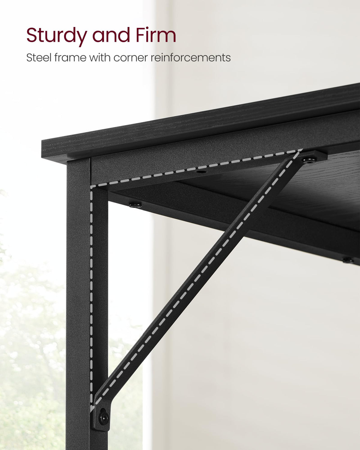 VASAGLE Computer Desk, Office Work Desk, 39.4 x 19.7 x 29.9 Inches, for Study, Bedroom, Home Office, Living Room, Ebony Black and Ink Black ULWD041B56