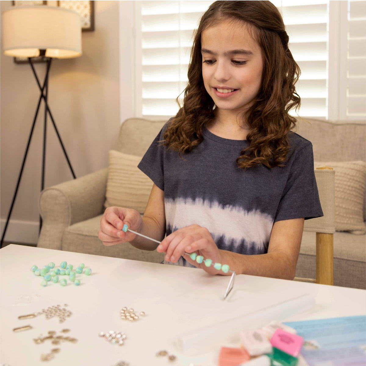 Hapinest Make Your Own Clay Jewelry Making Kit for Girls,Create 3 Bracelets & 3 Necklaces
