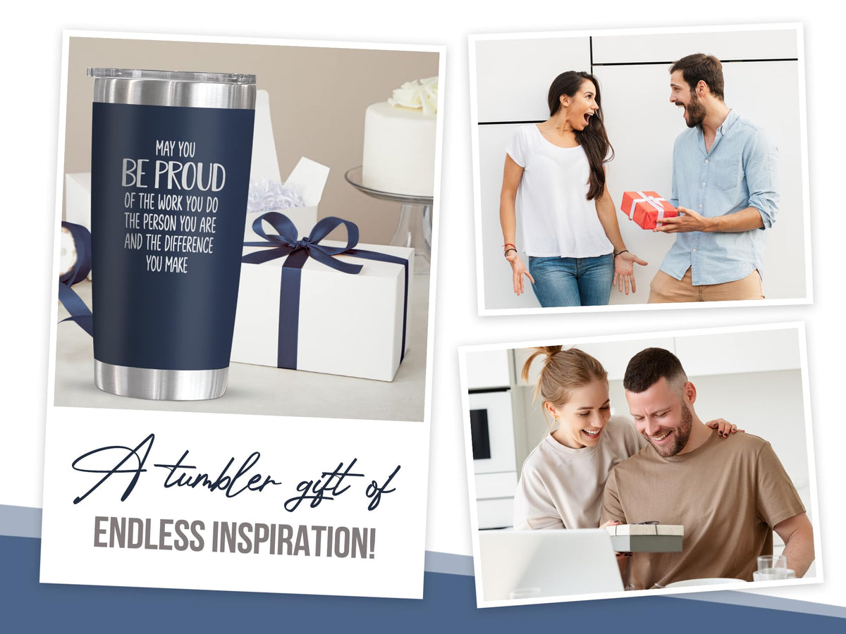 OASSIE Thank You Gifts for Men Women - Proud of You 20 oz Stainless Steel Coffee Tumbler - Teachers Day Birthday Retirement Employee Nurse Teacher Appreciation Gifts for Men Women Coworkers Boss
