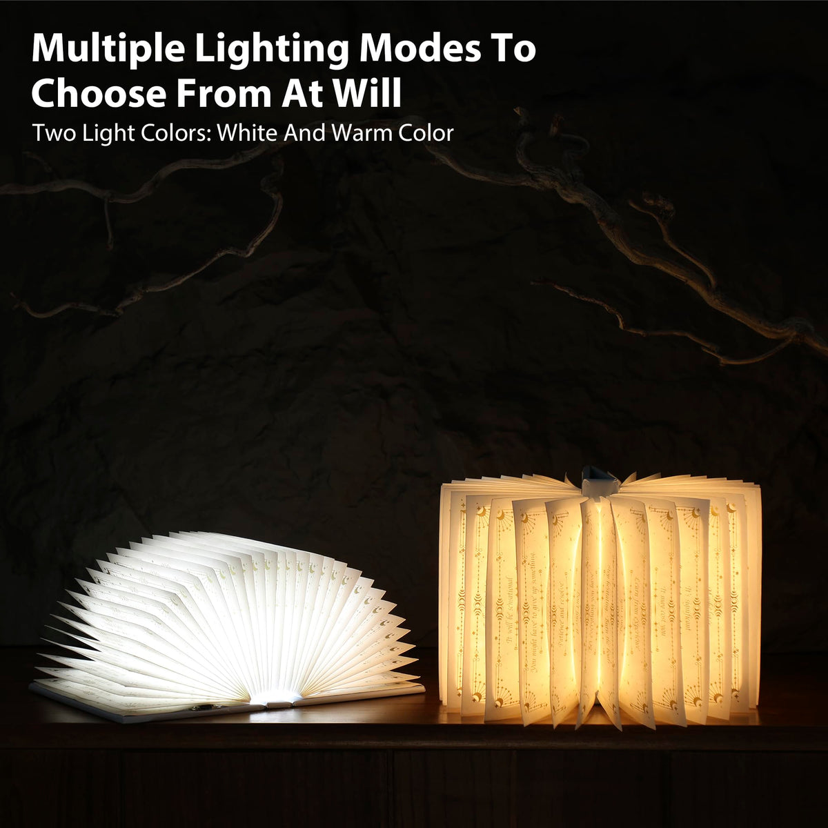 ZBOLE Magic Truth Book Light - Rechargeable LED Book Lamp for Home Decor, Ideal Christmas & Bookworm Gifts with Gold Foil Embossed Cover, Warm White Light for Entertainment & Relaxation (Blue)