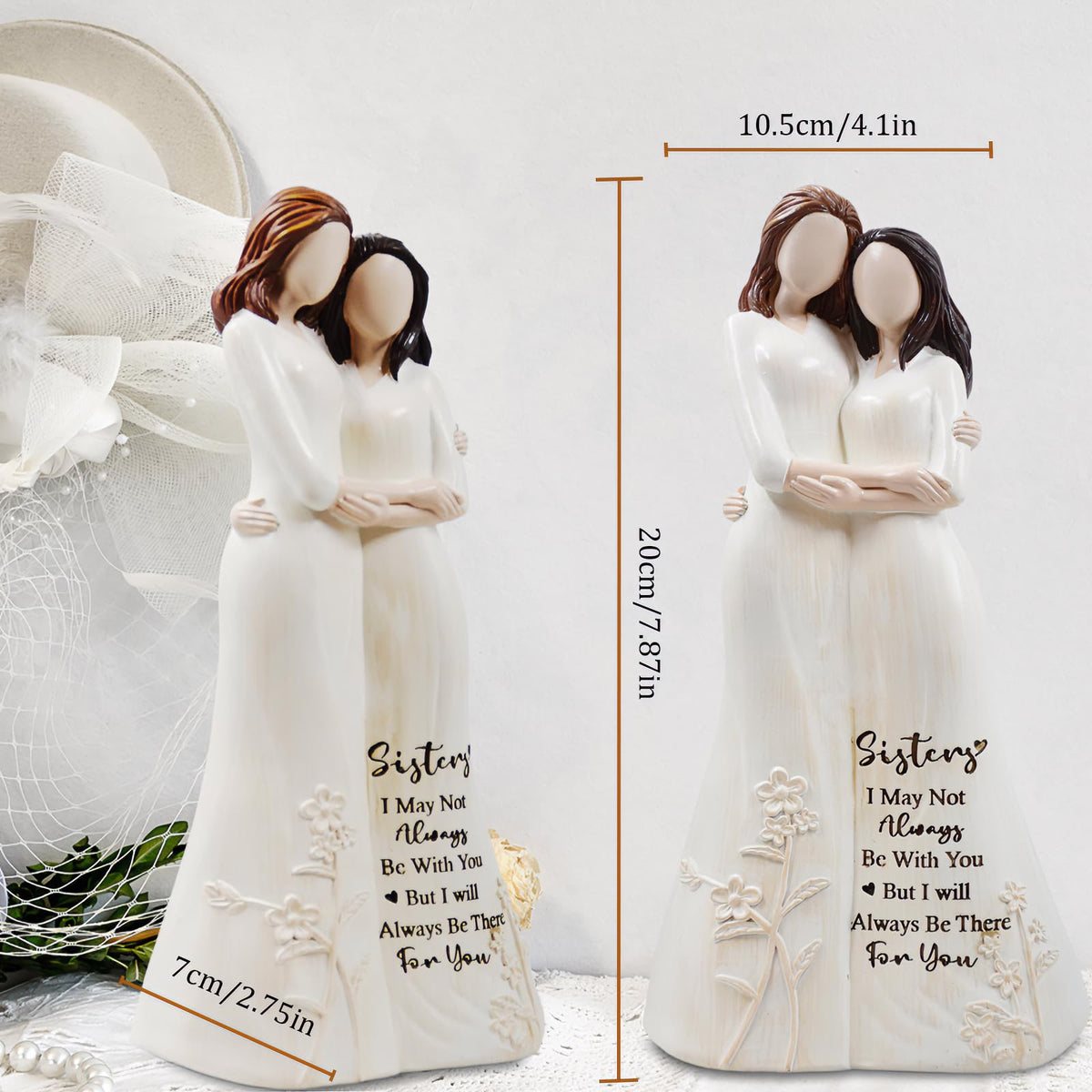 GemsLives Sister Birthday Gifts from Sisters,Sister Birthday Gifts Figurines,Bestie, Friendship Gifts for Christmas, Mother's Day, Sisters Day