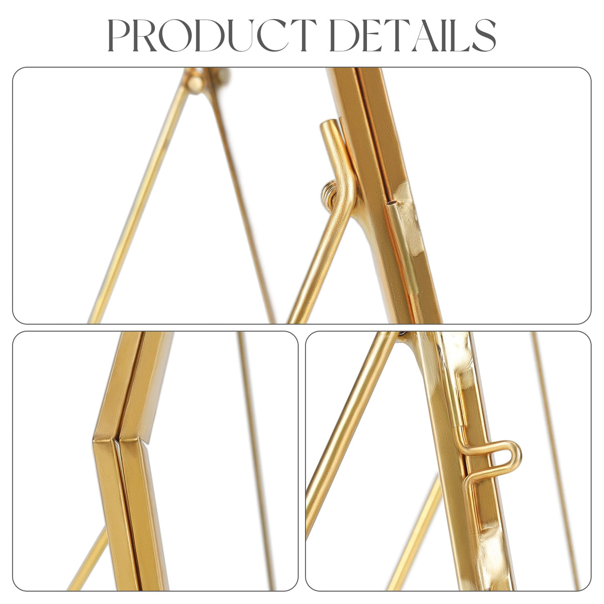 REDHUGO Double Glass Frame for Pressed Flowers Handmade, Tabletop Photo Frame for Floating Picture and Flower Press, Simple, Metal Geometric, Square, Gold, 4x4 Inches