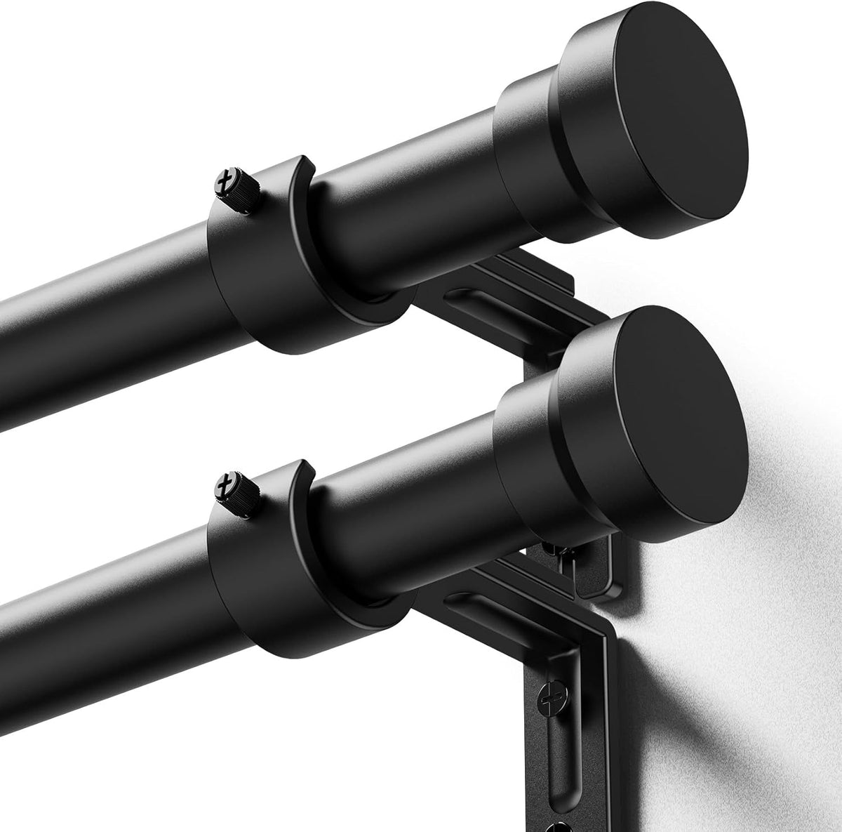 YaFex Curtain Rods - Heavy Duty 1 Inch Adjustable Window Treatment Rods | 32-118 Inch, Black Finish