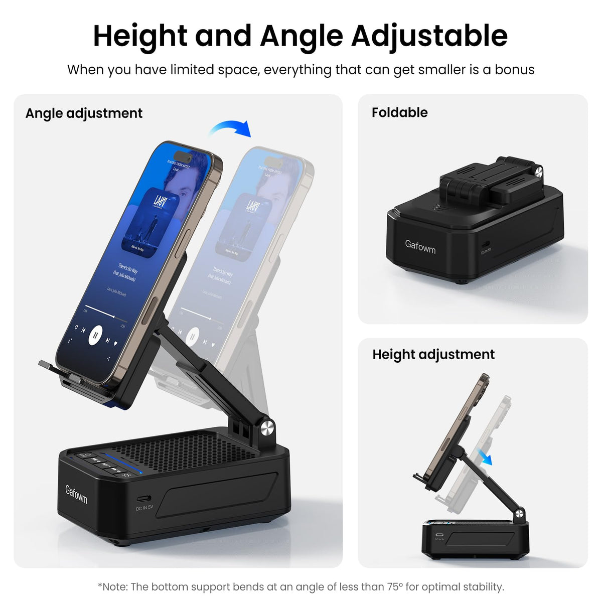 Cell Phone Stand with Instant Wireless Induction Bluetooth Speaker, No Bluetooth Pairing Needed, 1-Second Connection, HD Surround Sound, Practical Gifts for men, women, Dad, Mom, Hearing Impaired