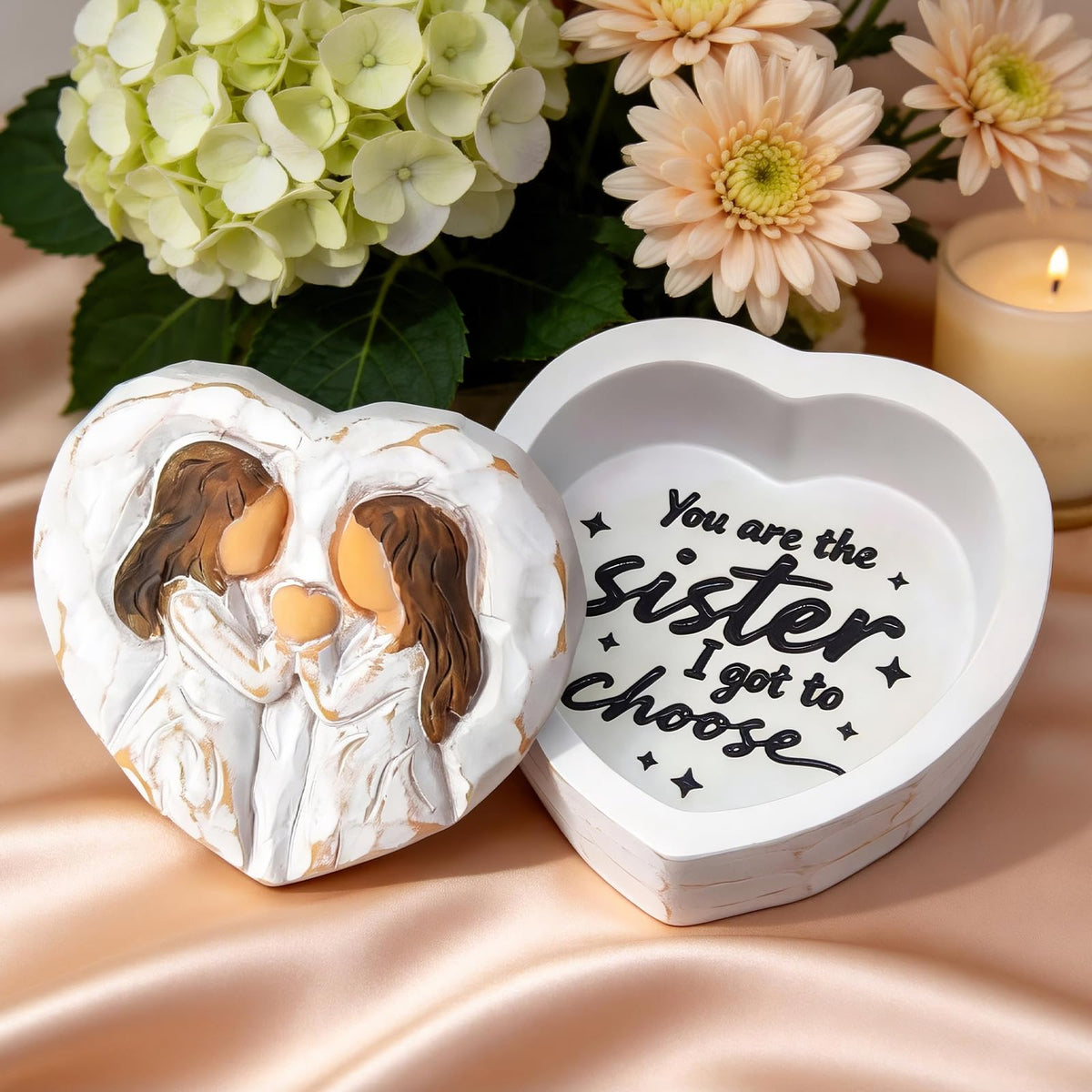 Friend Gifts for Women, Friend Small Keepsake Box - Mothers Day Birthday Gifts for Friends, You're The Sister I Got to Choose,Sister Gifts from Sister - Friendship Hand-Painted Resin Jewelry Box
