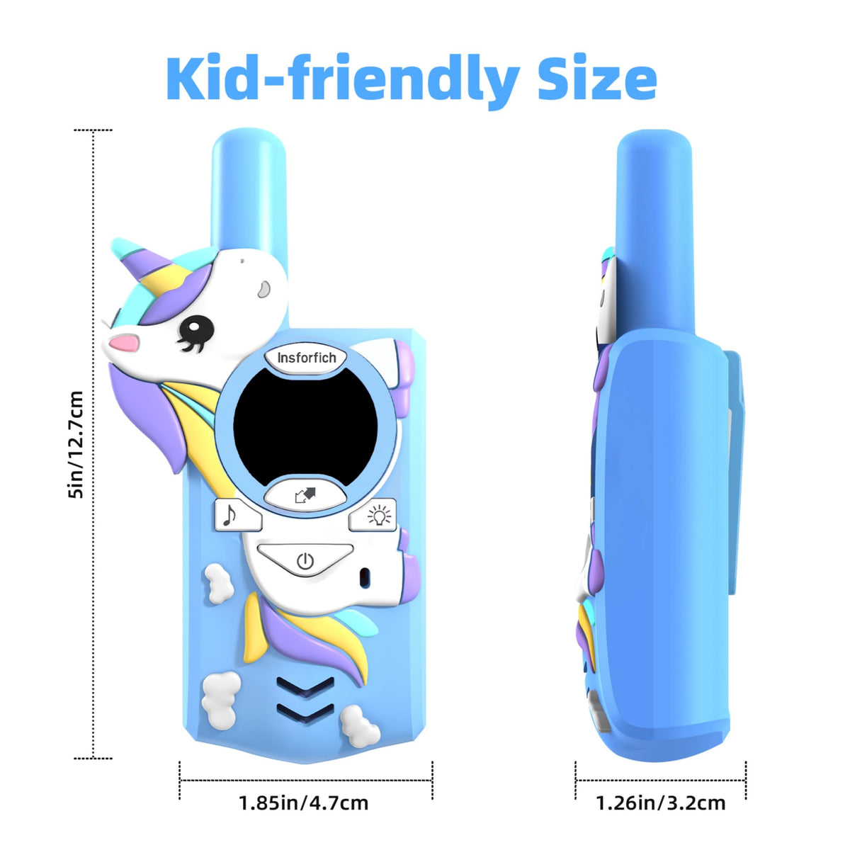Unicorn Walkie Talkies for Kids,Toys Gifts for 3 4 5 6 7 8 9 Year Old Boys Girls,3 Channels 2 Way Radio Toy, 2 Miles Range for Outside, Camping, Hiking (Blue)…