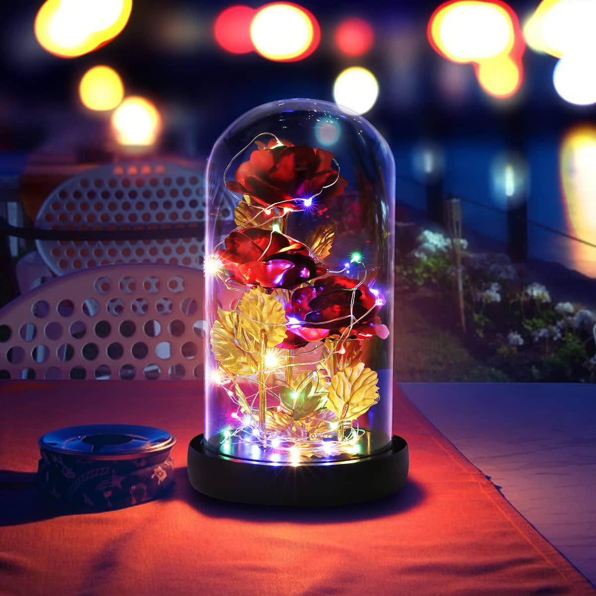 Valentine's Day Gifts for her, Eternal Rose in Glass Dome - Beauty and The Beast Inspired Keepsake, Gifts for Mom/Wife/Grandma, Preserved Roses with LED Light for Birthday/Anniversary
