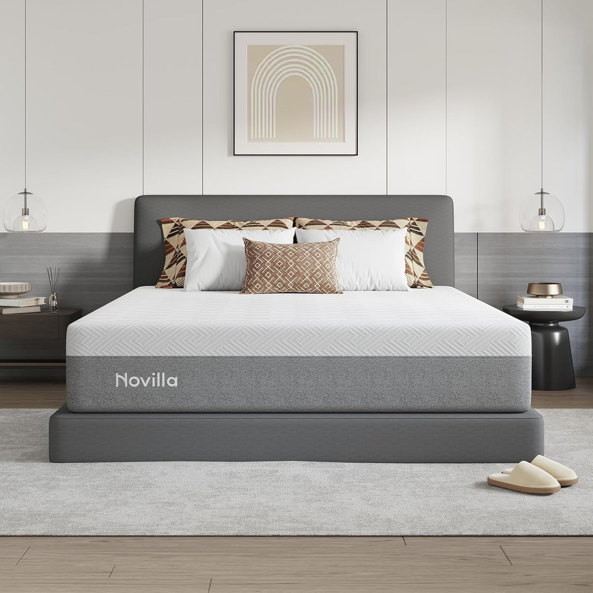 Novilla 14-Inch King Size Memory Foam Mattress - Plush Comfort & Pressure Relief | Bliss Grey