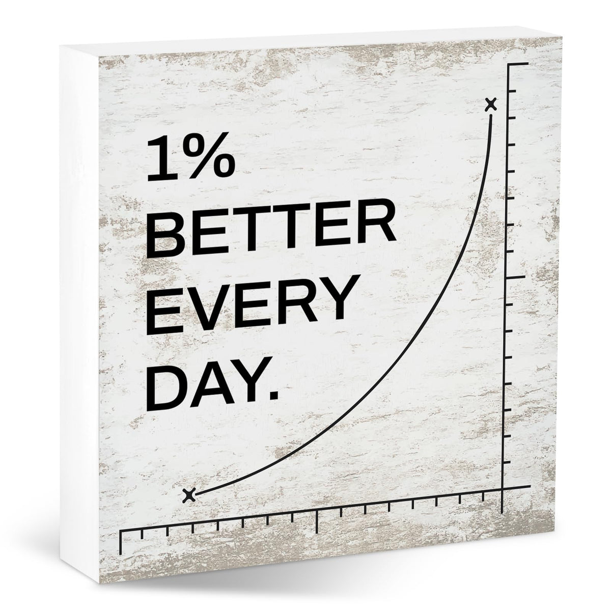1% Better Every Day Motivational Office Desk Decor Inspirational Home Accessories Work Appreciation Gifts for Men Women Coworkers Employees Boss Positive Wooden Sign