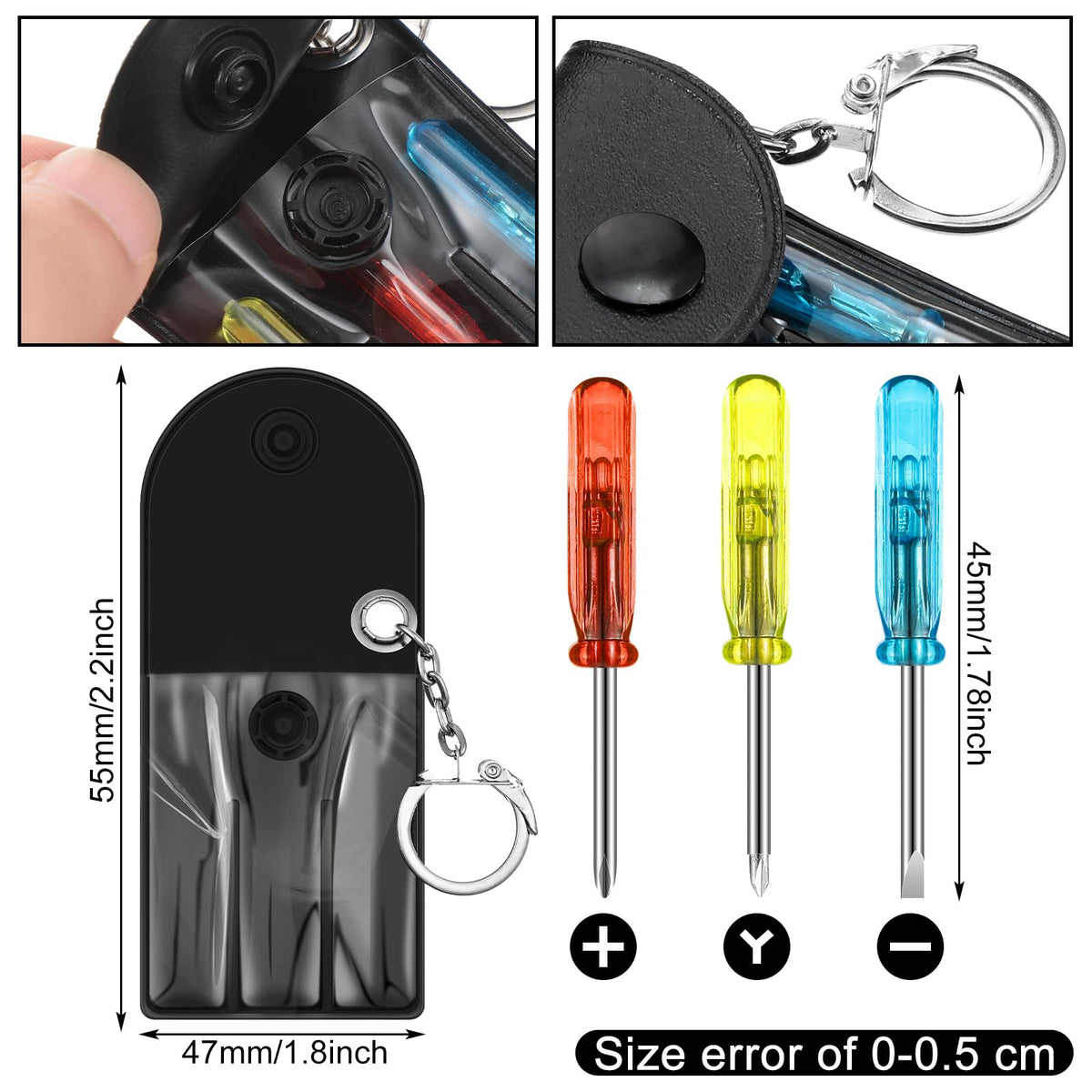 Lasnten 50 Pcs Mini Tape Measure Screwdriver Keychain Set Bulk Men Gifts Multitool Pen Card Mini Tool Bag Pouch Adult Party Favors Pinata Stuffers for Men Father's Day Husband Gifts (Black+Yellow)