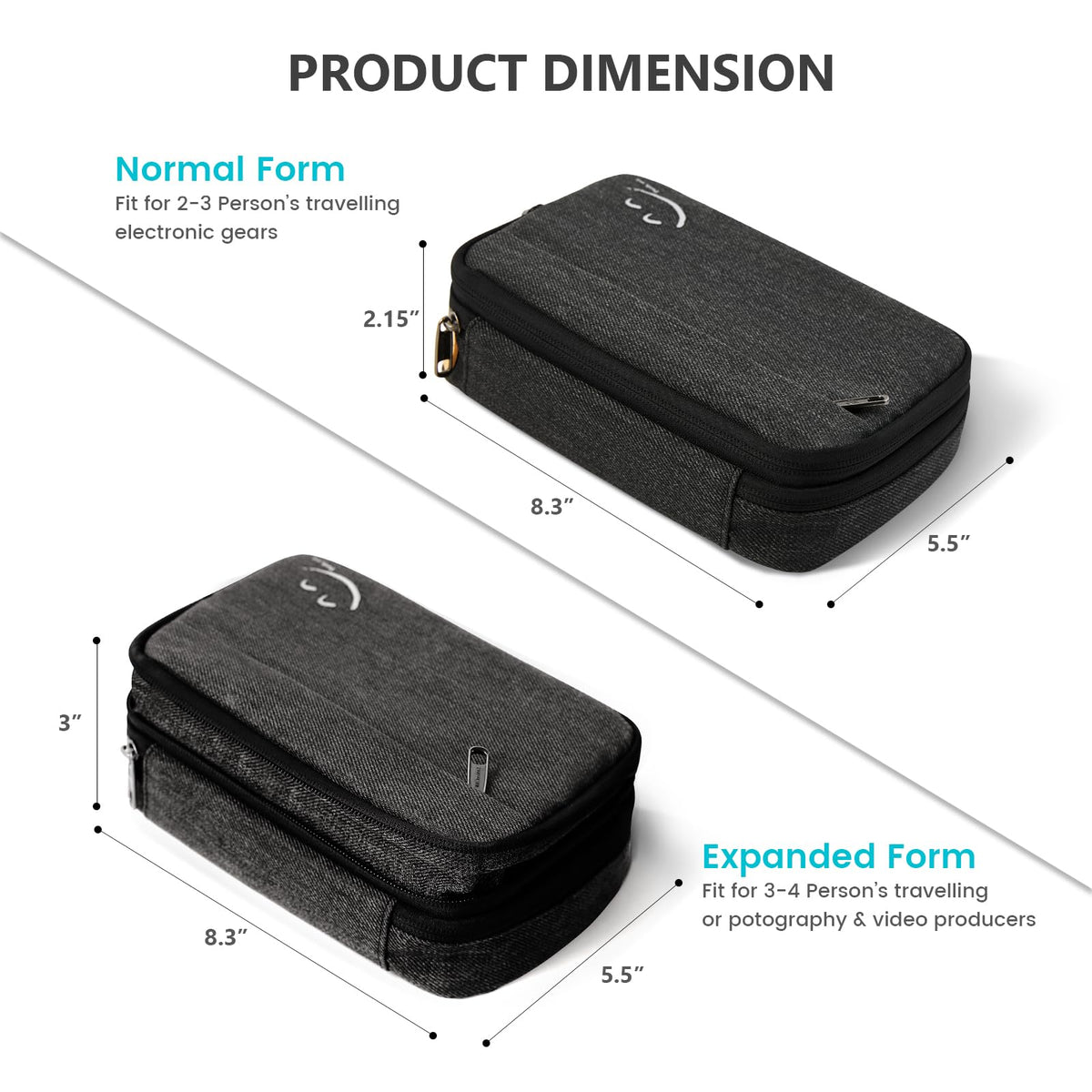 Travelkin Cord Organizer Travel, Electronic Organizer Travel Case, Cable Organizer Bag For Cords,Chargers Phone, Sd Card,Usbs (Black)