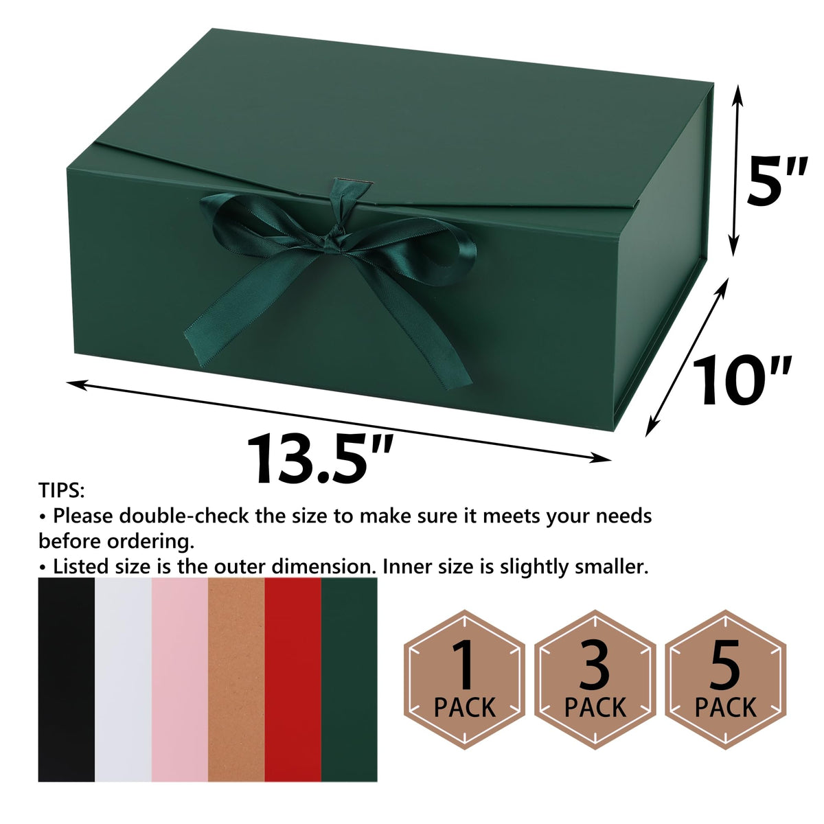 STOBOCTER Gift Box,13.5x10x5 Gift Boxes with Lids for Presents,Green Magnetic Gift Box for Wrapping,Birthday, Wedding, Bridesmaid Proposal, Christmas,Includes Ribbon,Card
