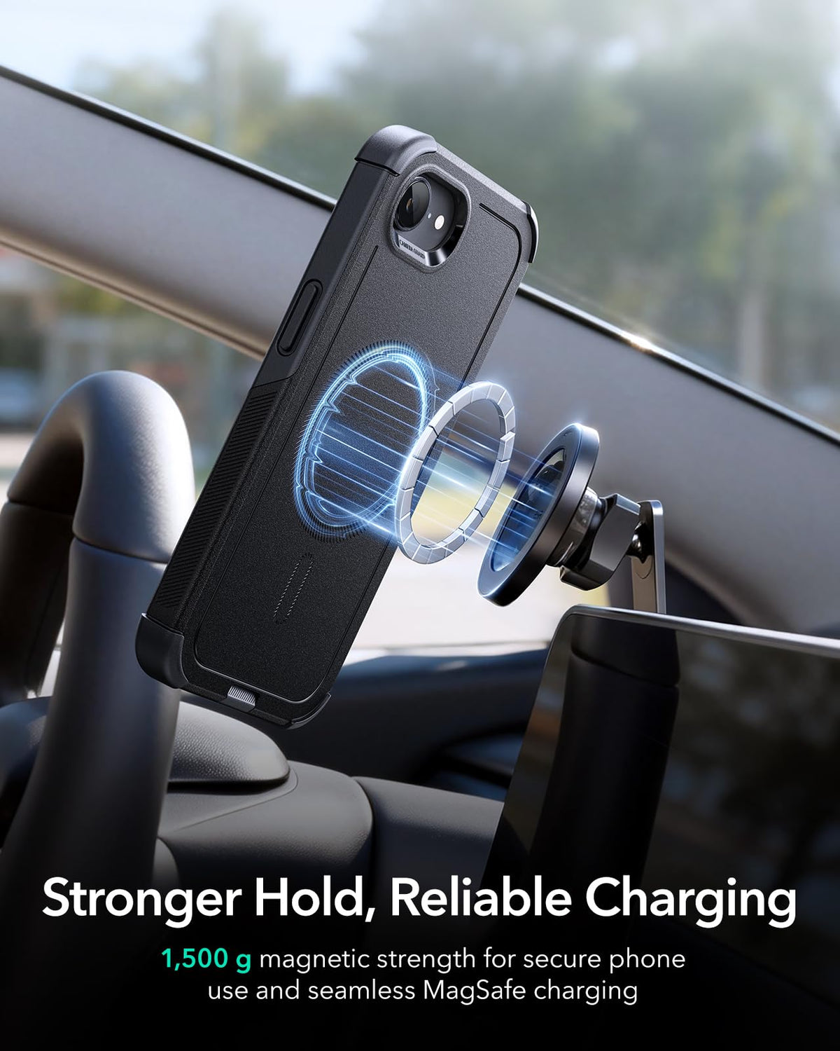 ESR for iPhone 17e Case, iPhone 16e Case, 23ft Military-Grade Drop Protection, MagSafe Accessories Compatible, Shock-Absorbing Rugged Cover, Cyber Series, Black