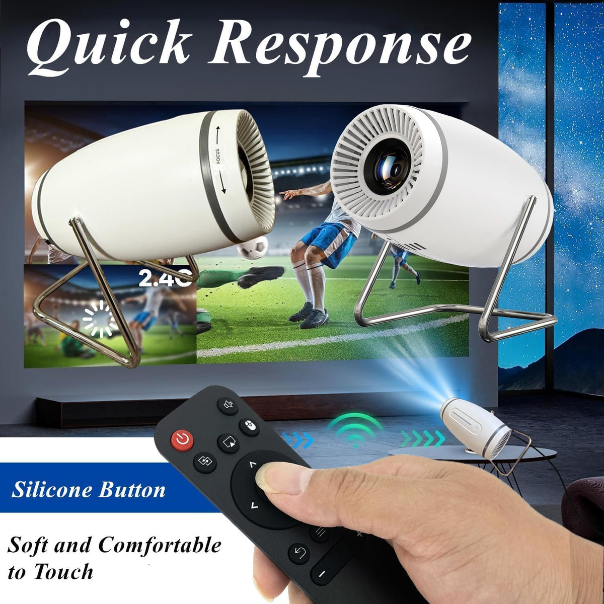 AWO P2 Replacement Remote Control Compatible for FEARWIKY Mini Movie Portable Projector