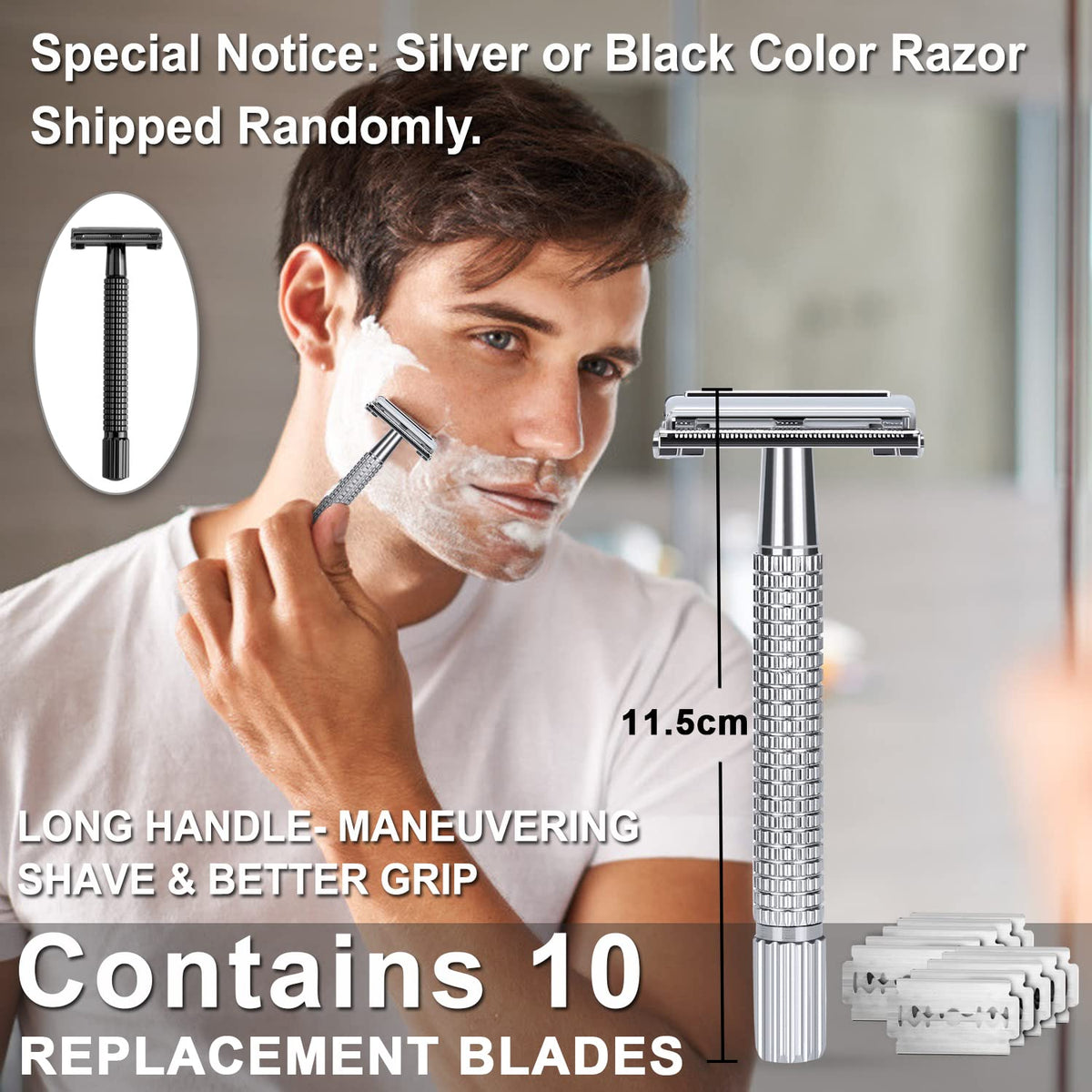 Shaving Kit for Men - The Ultimate Secret Santa Gift Set, Includes Safety Razor, Sandalwood Shaving Cream, Aftershave, Pre Shave Oil, Brush, Bowl & Apron Bib - Unique Gifts Set for Him Husband Dad