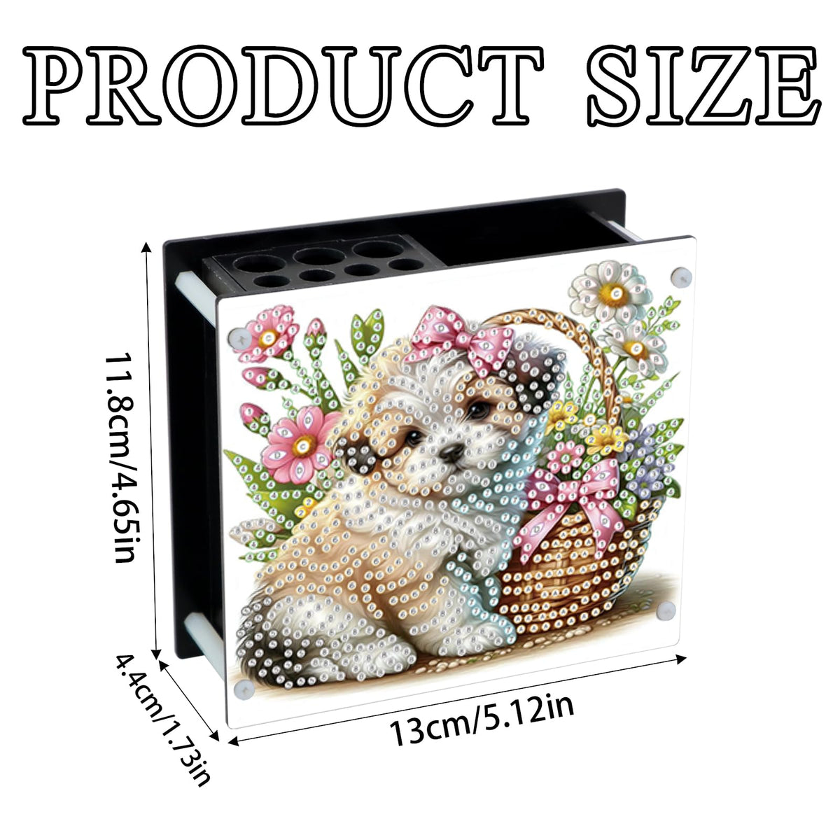 JISHSHAY Diamond Art Pen Holder Dog Diamond Painting Pencil Holder Animal Gem Art Penholder Gem Painting Pen Organizer Mosaic Kits for Adults Embroidery Kit Pencil Organizer, Contains 12 Slots