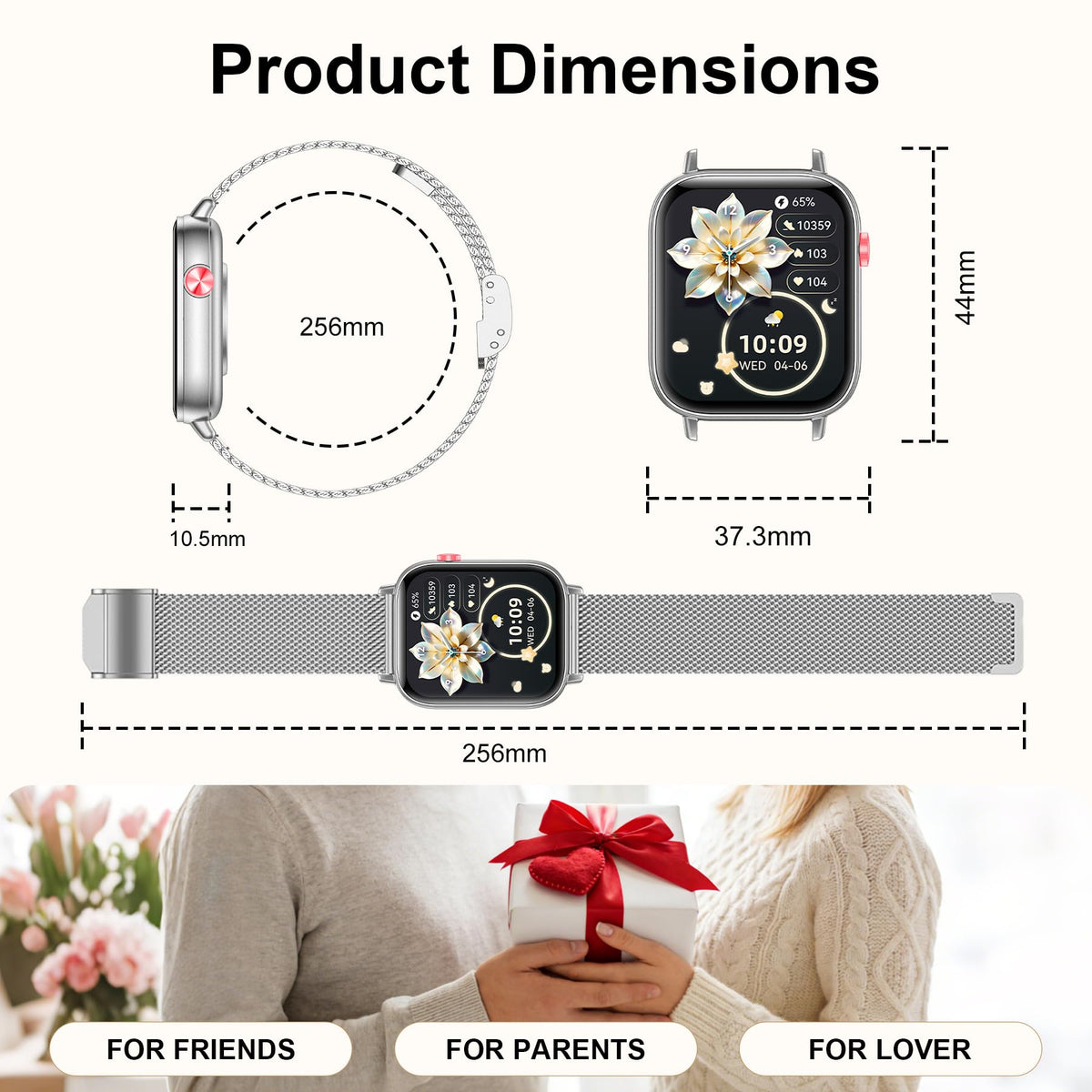 Smart Watch for Women (Answer/Make Call), 1.85" HD Touch Screen Fitness Tracker with 4 Bands, 120+ Sports Modes, IP68 Waterproof, Heart Rate & Sleep Monitor, Gift Smartwatch for Android/iOS, 300mAH