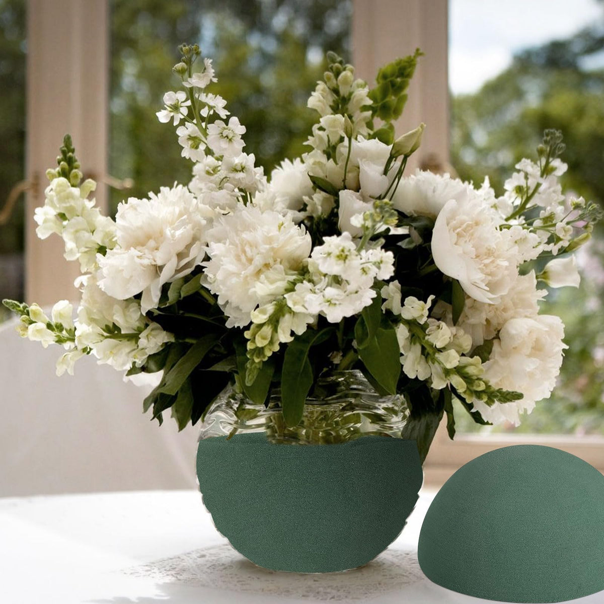 STEFORD 4 PCS Round Floral Foam Blocks Half Balls, Wet & Dry Green Flower Foam for Fresh and Artificial Flower Arrangements (7.5 x 3.7 Inches)
