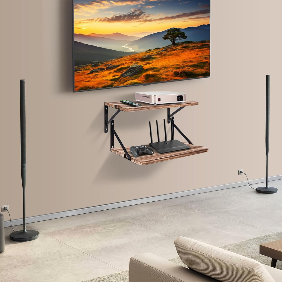 Shelf,16.2" 11"(L*W),Projector PS5 PS4 SS2 Projector x Wall Mount Floating Shelf,Projector Mount,Deep Shelves