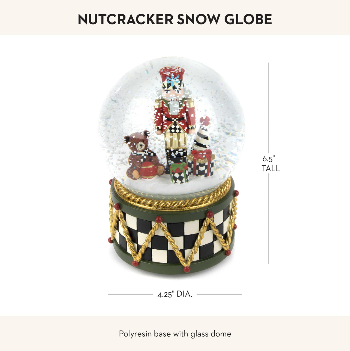 MACKENZIE-CHILDS Snow Globe, Christmas Decor for Living Room, Nutcracker