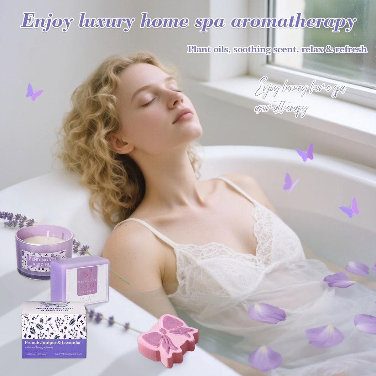 Lavender Mothers' Day gift for Mom, Birthday Gifts for Women Self Care Gifts Get Well Soon Gifts, Relaxing Spa Gift Basket Care Package Gifts Box Thank You Gift for Mom Wife Girlfriend Friends Sisters