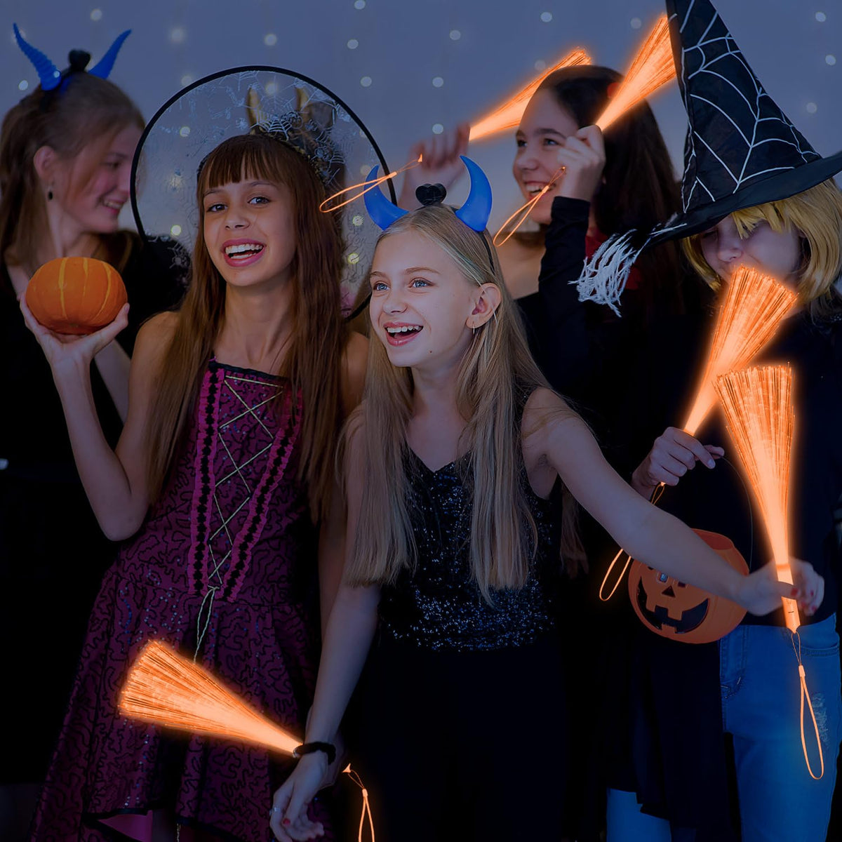 YOFOBU 60 PCS Orange Fiber Optic Wands Glow Fiber Wands Bulk LED Light Up Wands with 3 Flashing Modes LED Flashing Wands for Halloween ThanksGiving Day Christmas Bridal Shower Birthday Autumn