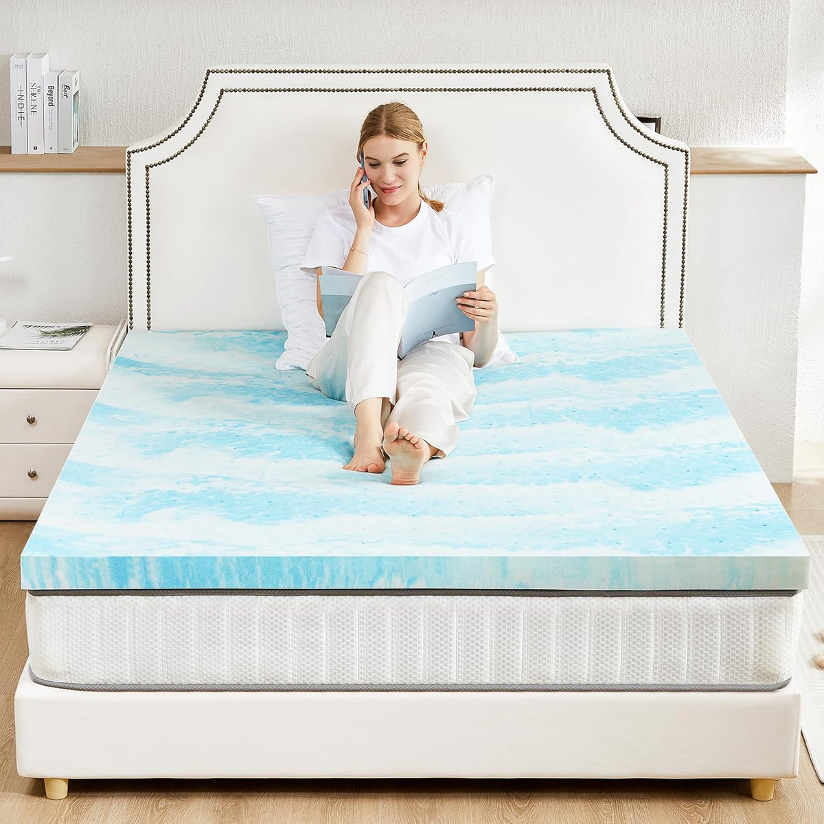 Sweetcrispy Memory Foam Mattress Topper - 3 Inch Thick Gel Infused Cooling Pad for California King Bed