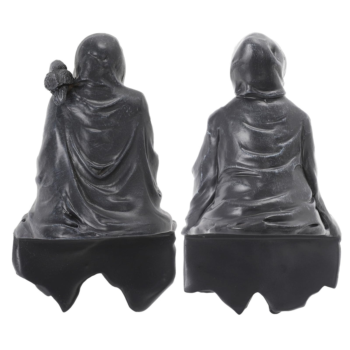 YYPLIAN 2 PCS Grim Reaper Statue Gothic Faceless Figure Decor Sitting Statue with Rose and Cat for Halloween Home Tabletop Bookshelf Figure Decor