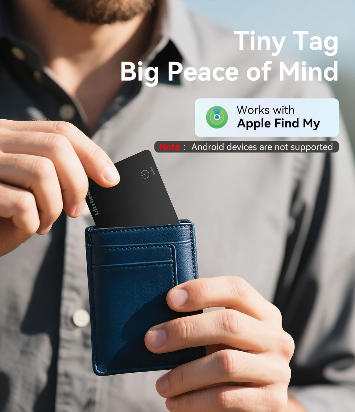 Ultrbeka Ultra-Thin Wallet Tracker Card, Rechargeable 0.094in IP68 Waterproof Bluetooth Tracker for Wallets, Passport, Work with Apple Find My, Card Locator [Apple MFi Certified] iOS Only