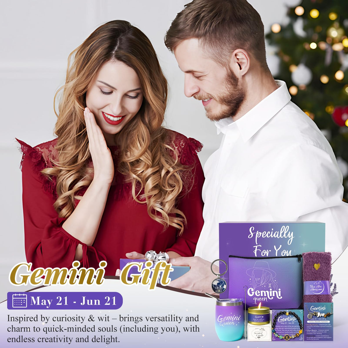 Gemini Birthday Gifts for Women Zodiac Gift Basket Sets for Best friend, Mom, Sister, Wife, Unique Birthday Gift Ideas for Women