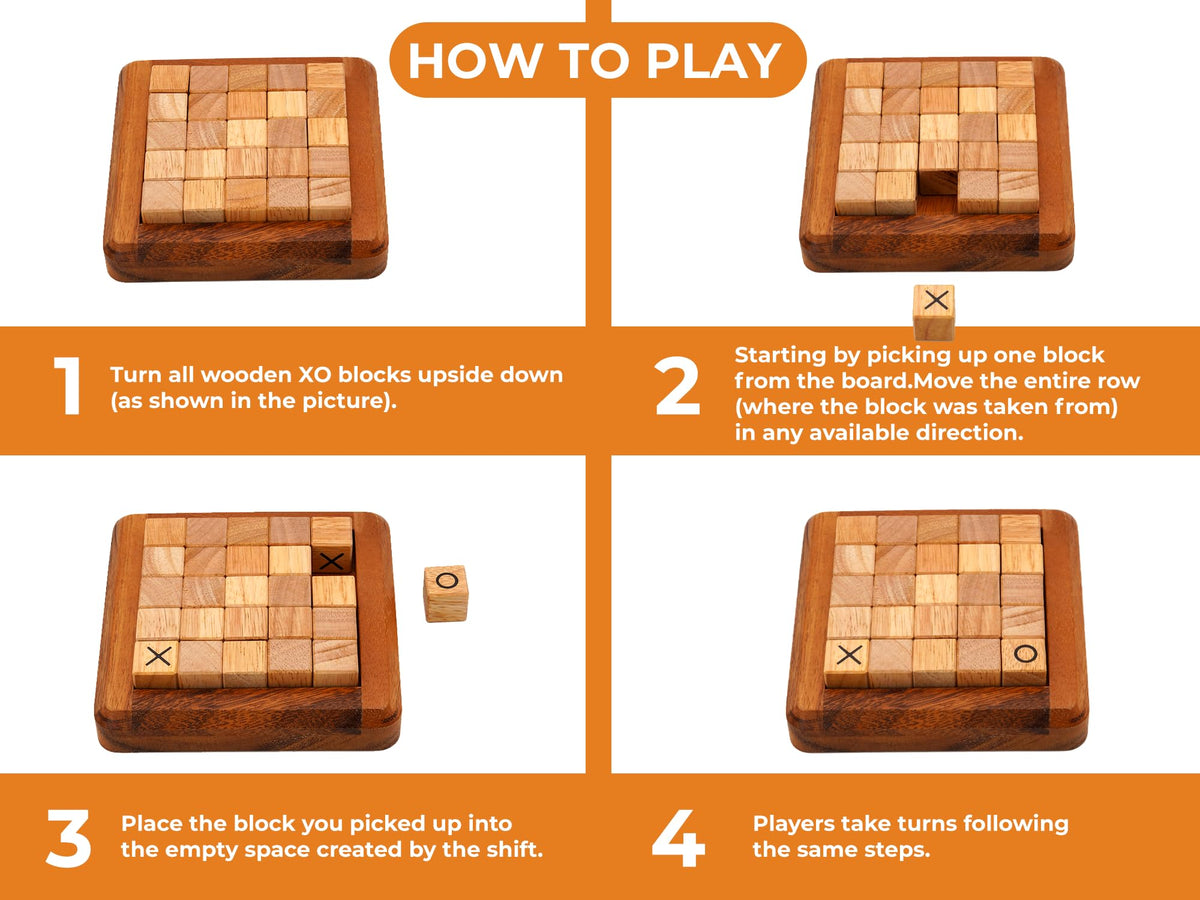 BSIRI Pushing Me Wooden Tic Tac Toe Game- Tabletop Board Games for Farmhouse Decor, Coffee Table Decor, Unique Gifts Fun Gifts for Adults. Perfect for Game Night,Family Games (5 Inch)