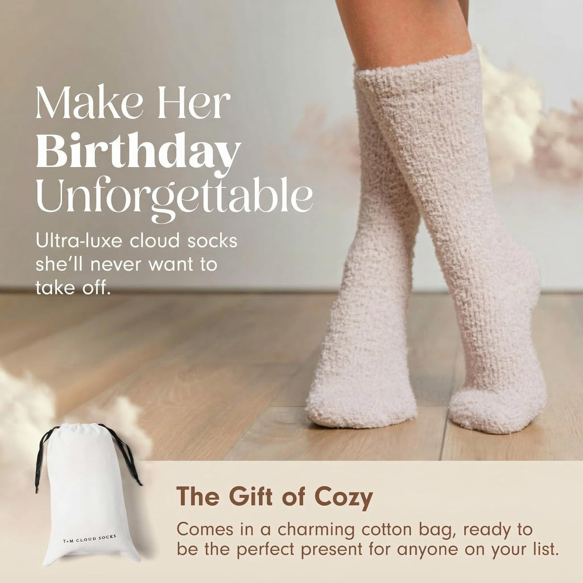 Unboxme Happy Birthday Gifts for Women - Ultra-Luxe Cloud Socks, Cozy Birthday Gift for Her - Super Soft Fuzzy Sleep Socks for Women & Men