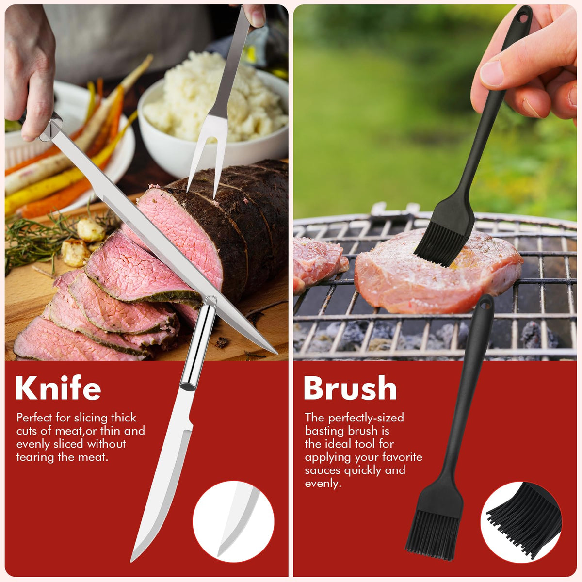 Grilling Accessories, BBQ Accessories, 15Pcs Grill Set, Grill Tools, Grill Accessories with Carrying Bag, Stainless Steel Grill Utensils Set, Grill Kit for Outdoor Camping, Grill Gifts for Men Father