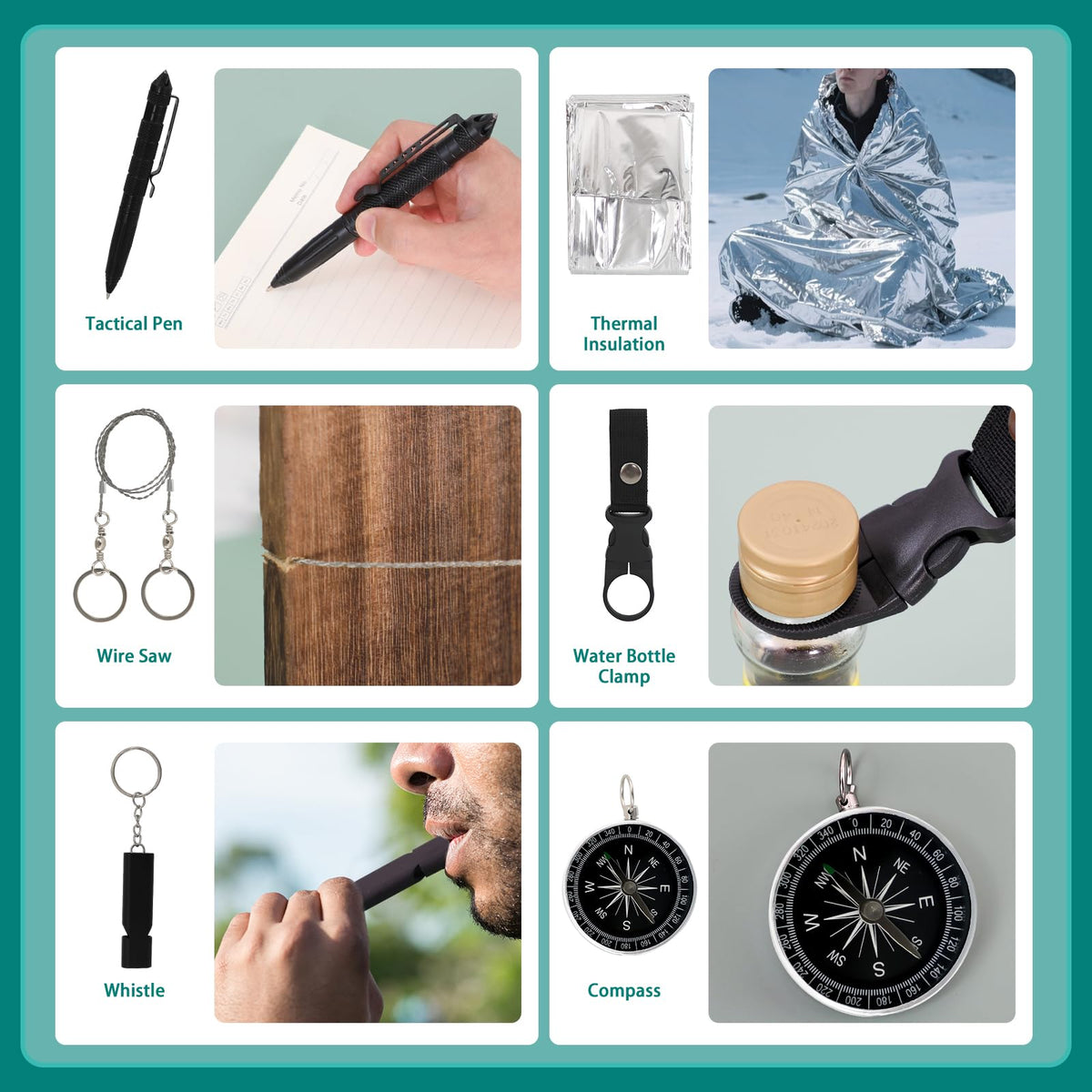 Teen Boy Gifts, Unique Graduation Gifts for Teenage Boy Ages 10 11 12 13 14 15 16 17 18, Son Boyfriend Man Toy Birthday Gifts Idea, 16 PC Survival Gear Kit Hunting Fishing Camping Accessories