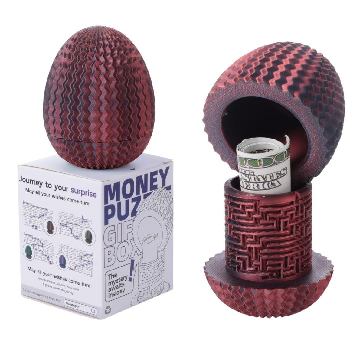 Maze Egg Money Puzzle Gift Box: Available in 4 Unique Internal Designs - Secret Cash Holder & Surprise Gift Container for Easter, Birthday, Wedding - Fun Brain Teaser Toy for Kids & Adults