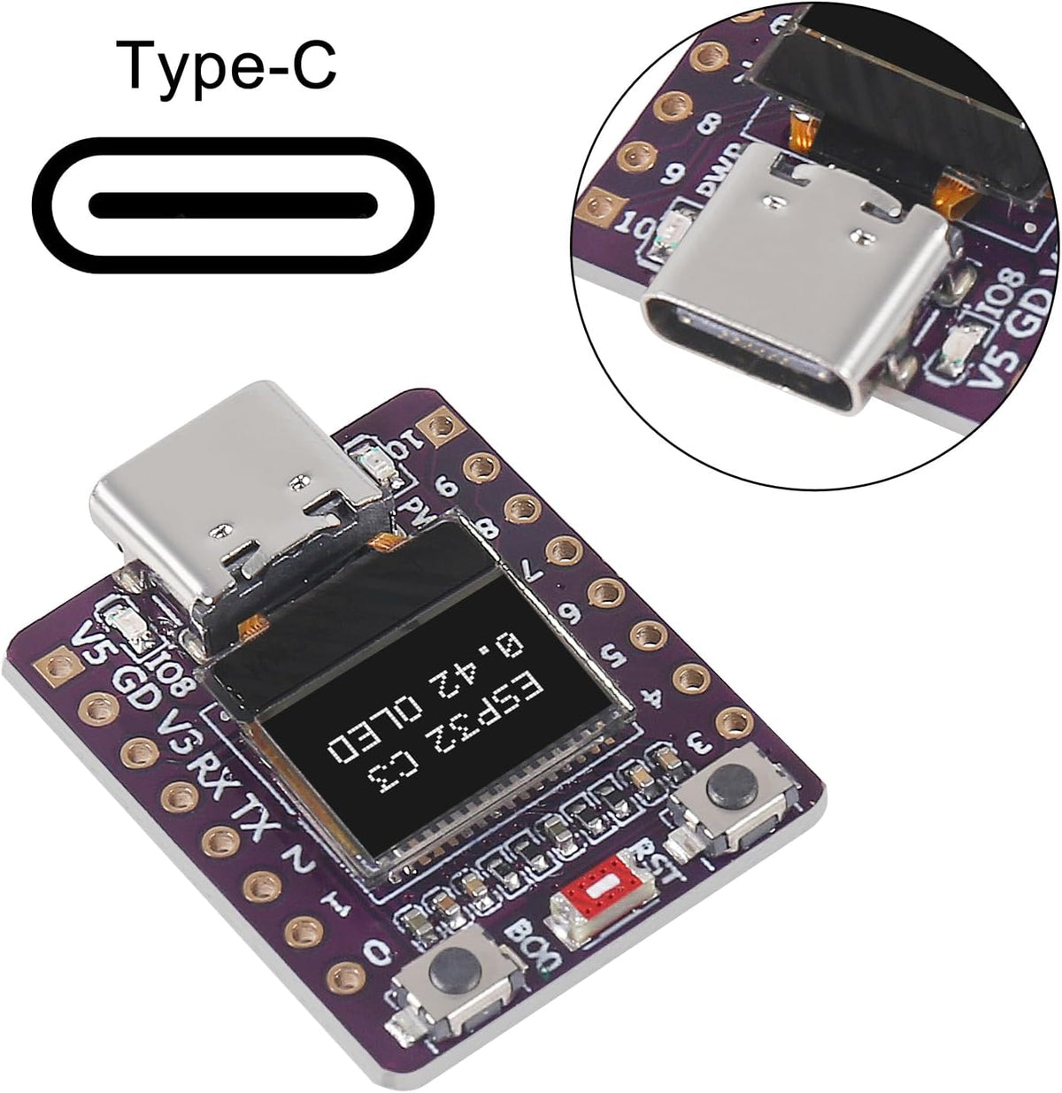 AITRIP 1PCS ESP32-C3 0.42-Inch OLED Development Board Ceramic Antenna Mini Development Board WiFi Bluetooth Screen