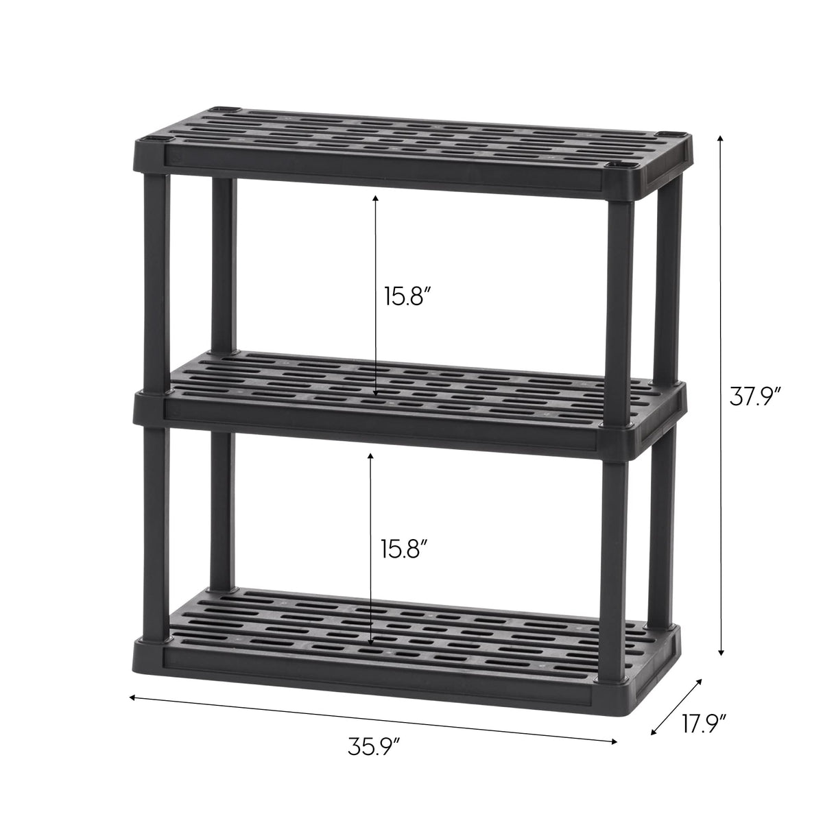 IRIS USA 3-Tier 58" H and 5-Tier 64" H Heavy Duty Storage Shelves Bundle, Recycled Plastic Home Organizers