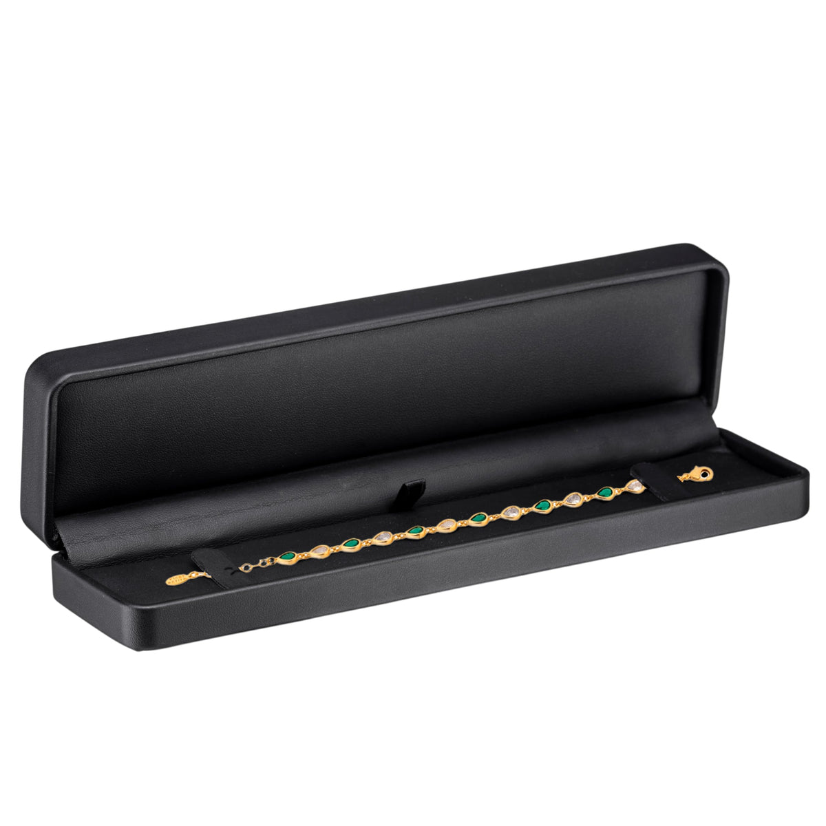 ALLURE - Rich Leatherette Bracelet Box, Premium Black Luxury Diamond Bracelet Case, Soft Velvet Interior. With Matching Black Interior Leather Ideal for Proposals, Engagement, Wedding Anniversary