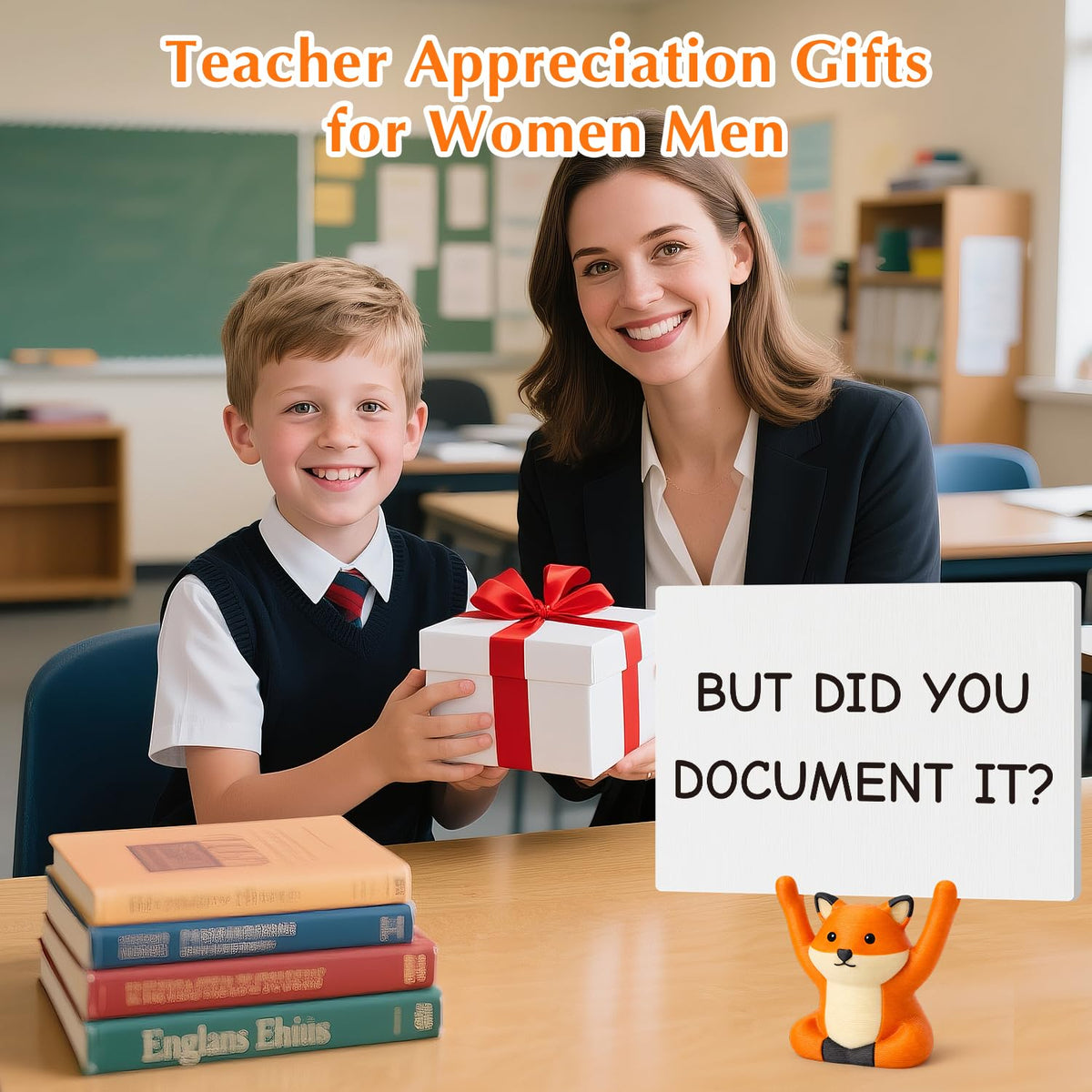 But Did You Document It Sign - Funny Gifts for Lawyer Nurse Teacher HR, Cute Fox Office Desk Accessories, Sarcastic Decor for Women Men, Coworker Leaving Boss Day Present