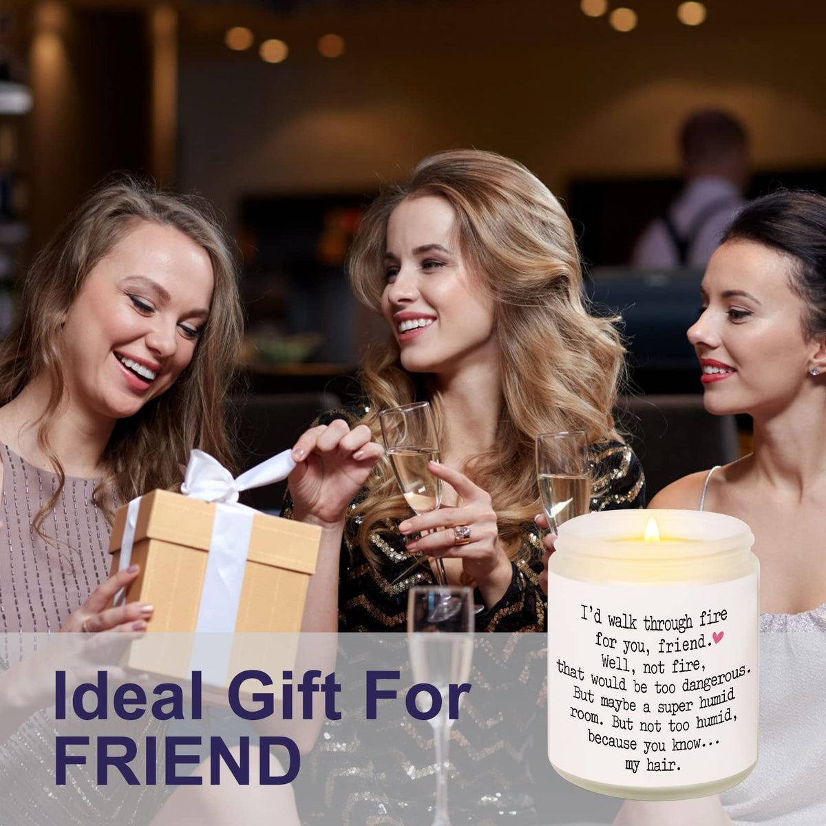 Niyewsor Best Friend Birthday Gifts for Women, Funny Scented Candles for Women, Mothers Day Gifts for Friend, Friendship Gift for Friends Female, Bestie, Soul Sister, BFF, Handmade, 7oz